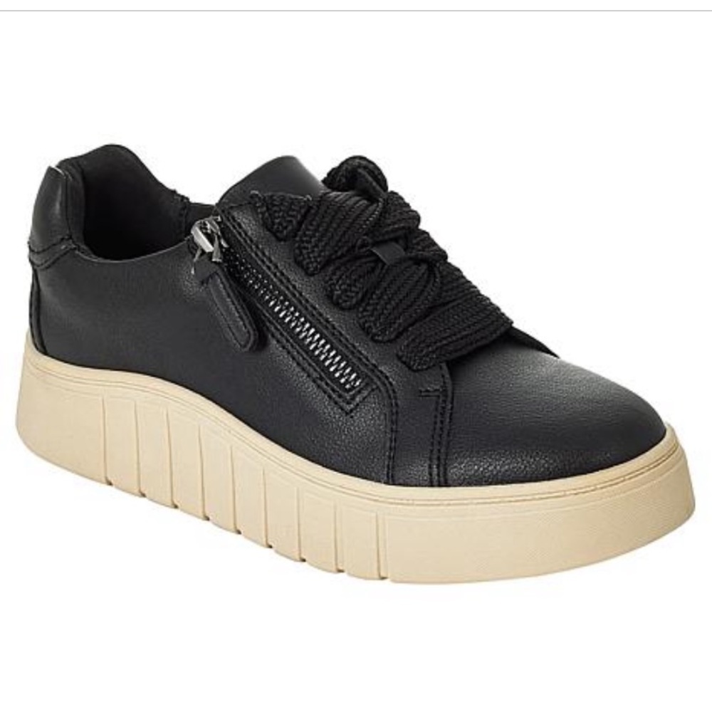 Clarks Collection Mykah Joy Leather Lace Up Zipper Sneaker Black 8.5M New